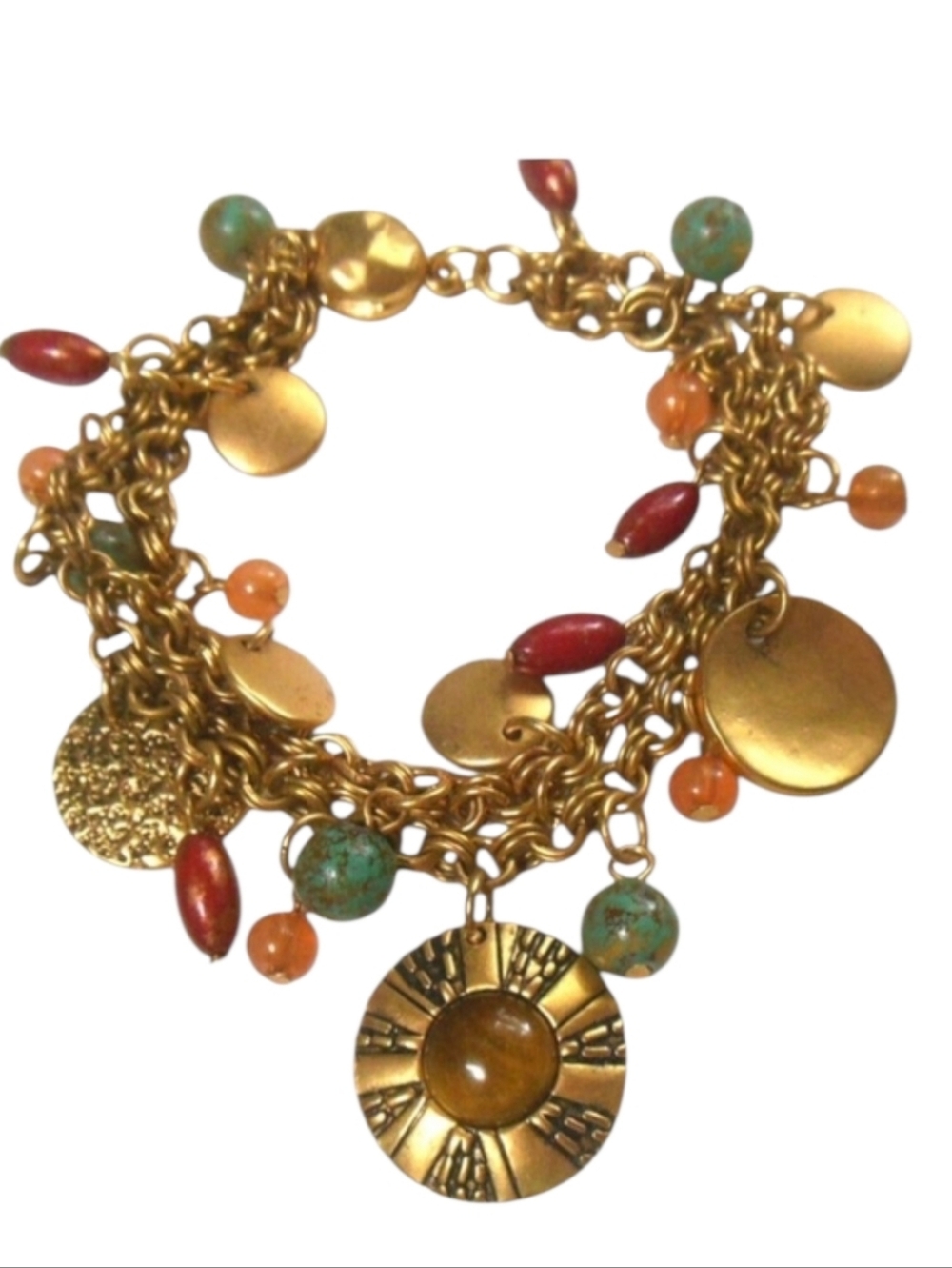 Chico's Double Strand Gold-tone Multicolor Charm Bracelet